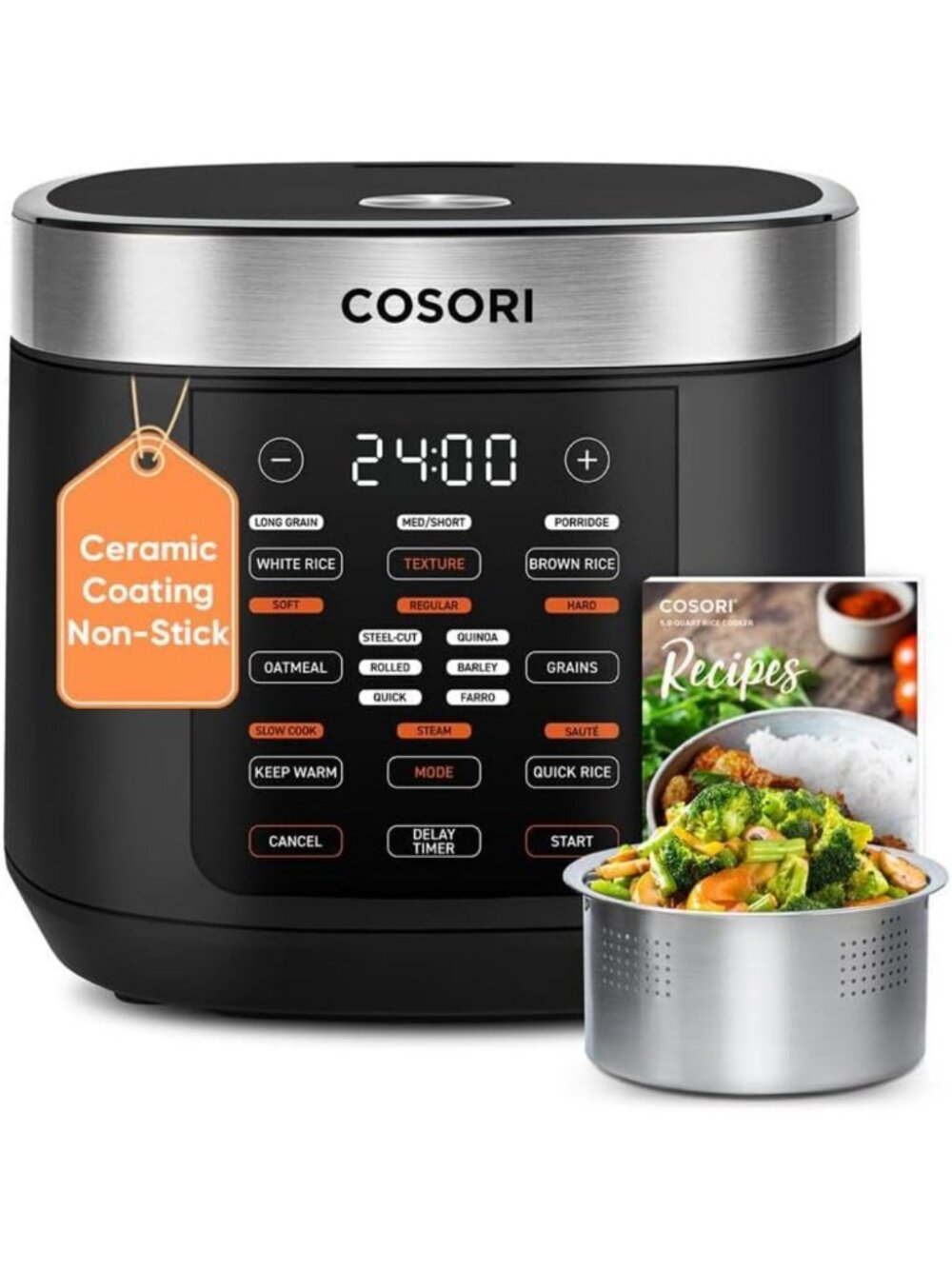 10-Cup Rice Cooker, Fuzzy Logic Technology, Ceramic Inner Pot, 18-in-1